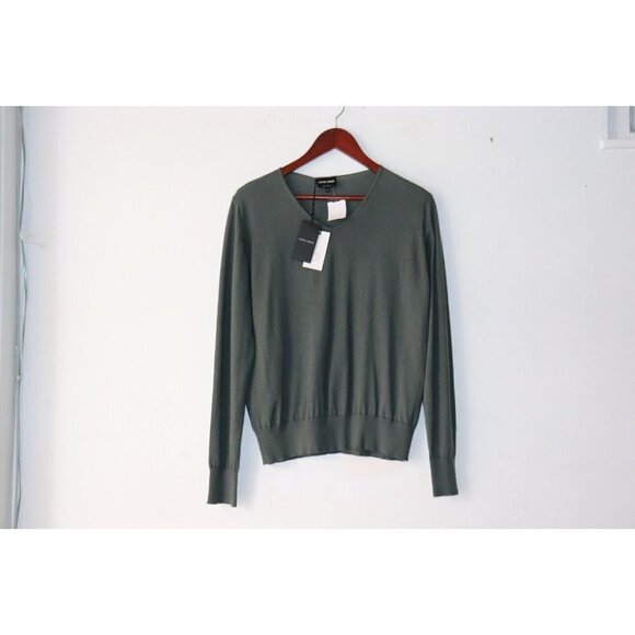 Giorgio Armani Men's Size 46 Large Green Pullover Sweater Cashmere Silk Knit NWT - Picture 5 of 6